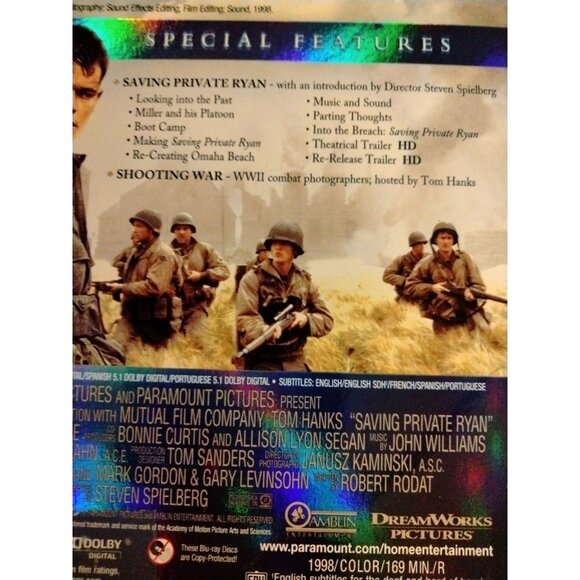 Saving Private Ryan Sapphire Series Blu Ray 2 Disc Set Steven Spielberg - Picture 6 of 7